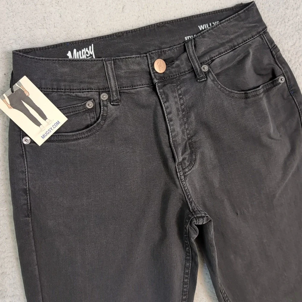 NEW Mugsy Willys Mens 28x30 Stretch Knit Flex Denim Jeans 5 Pocket Black FLX3NDG